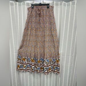 Floral Maxi Skirt in Brown and Blue